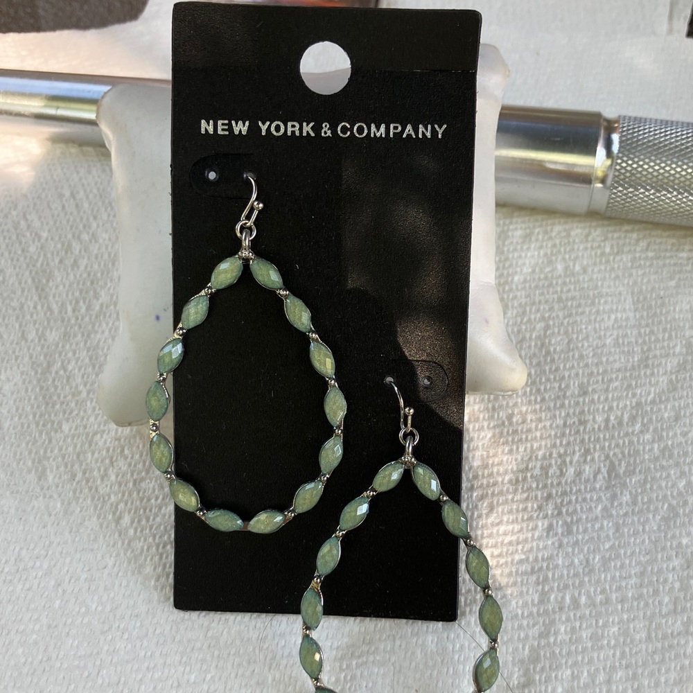 New York & Company Mint Oval Dangle Earrings